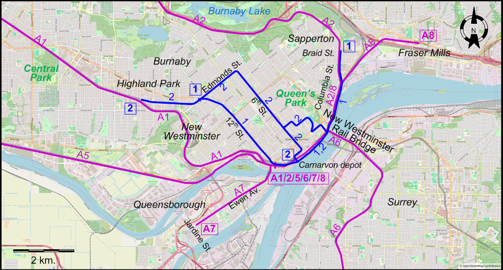 Vancouver New Westminster tram map 1930