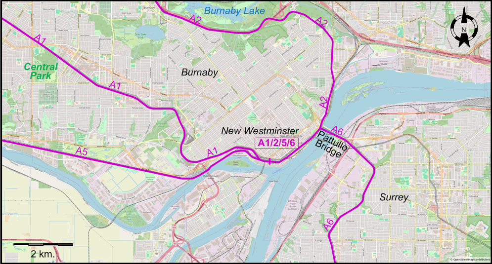 Vancouver New Westminster tram map 1949