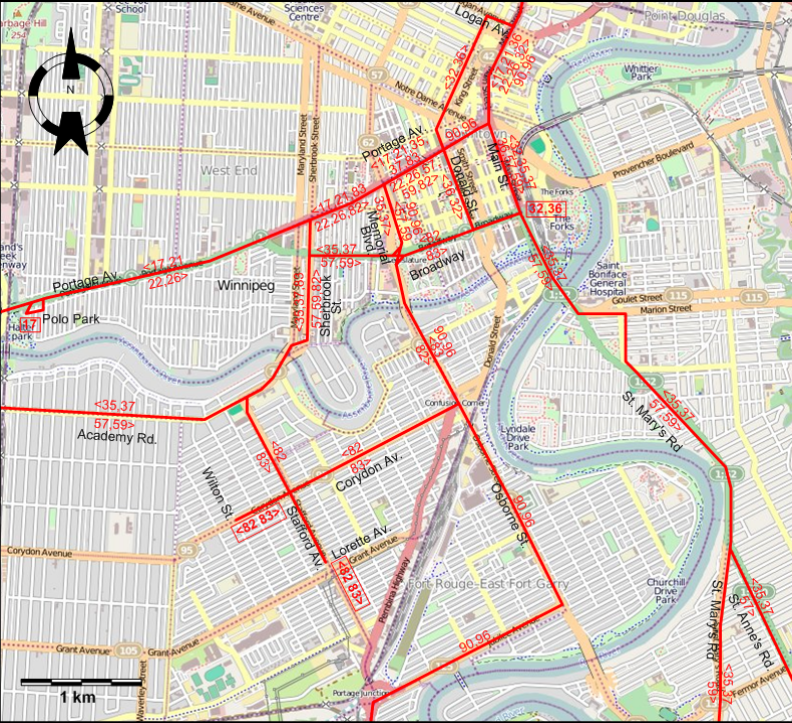 Winnipeg tram map