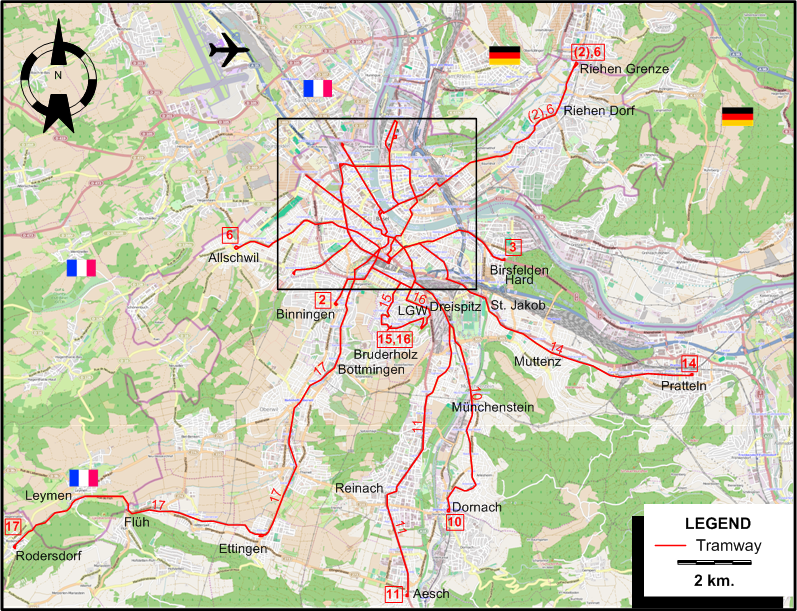 Basel tram map