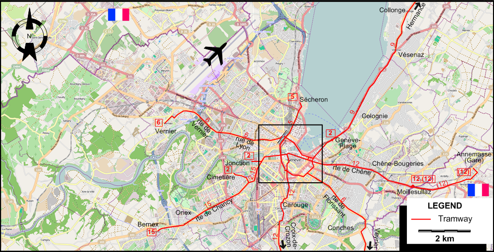 Geneva tram map 1951