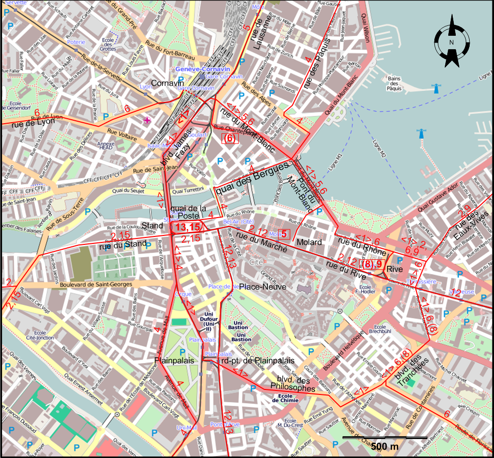 Geneva tram map 1948