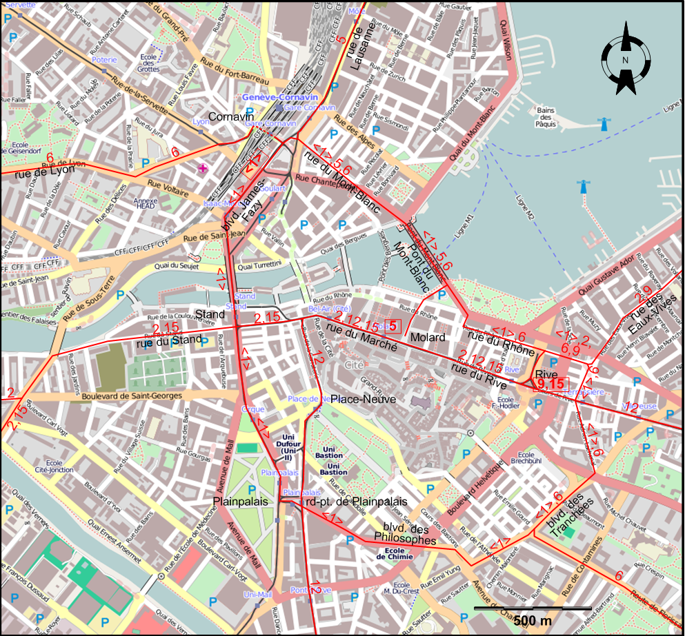 Geneva tram map 1951