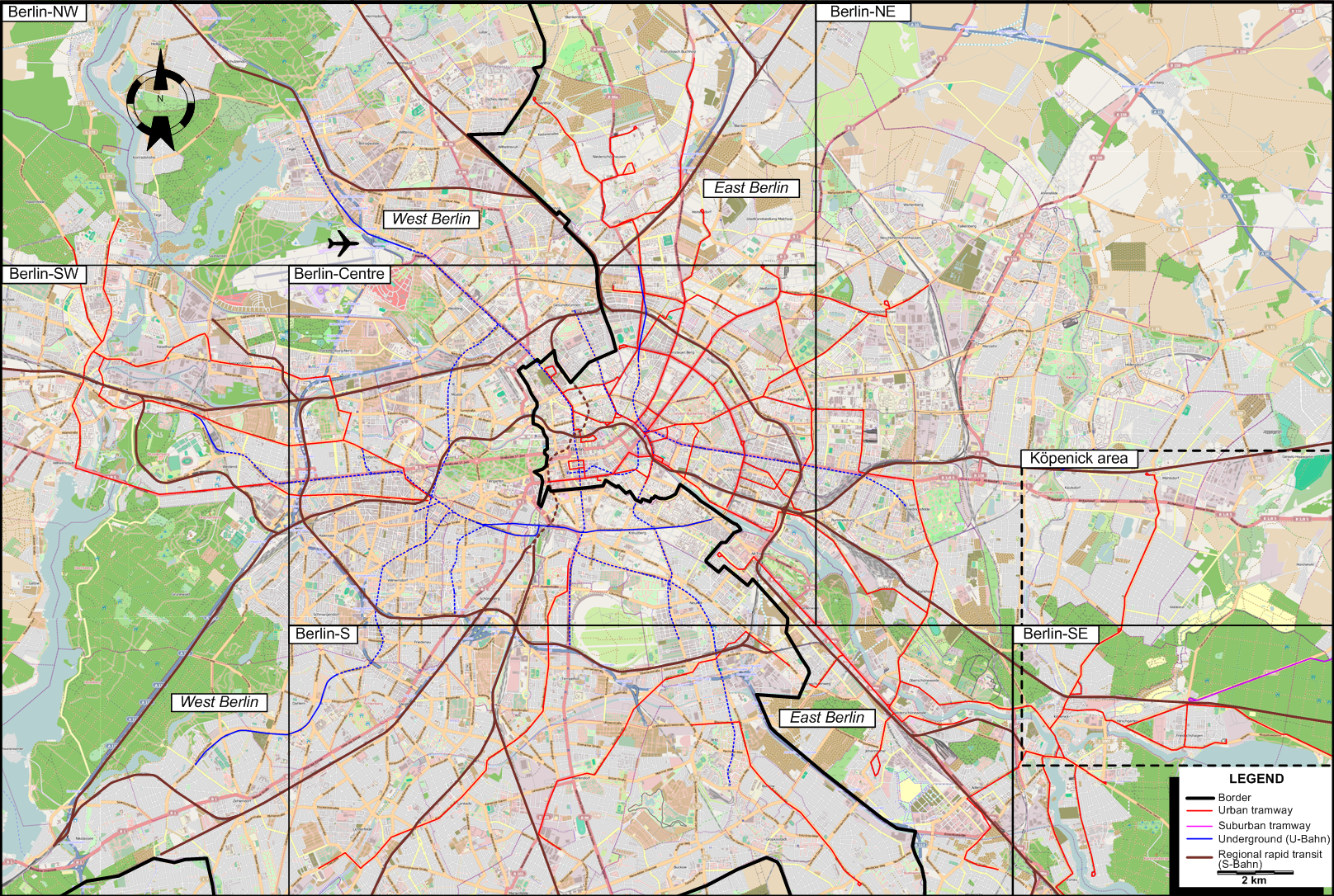 Berlin 1965 tram map