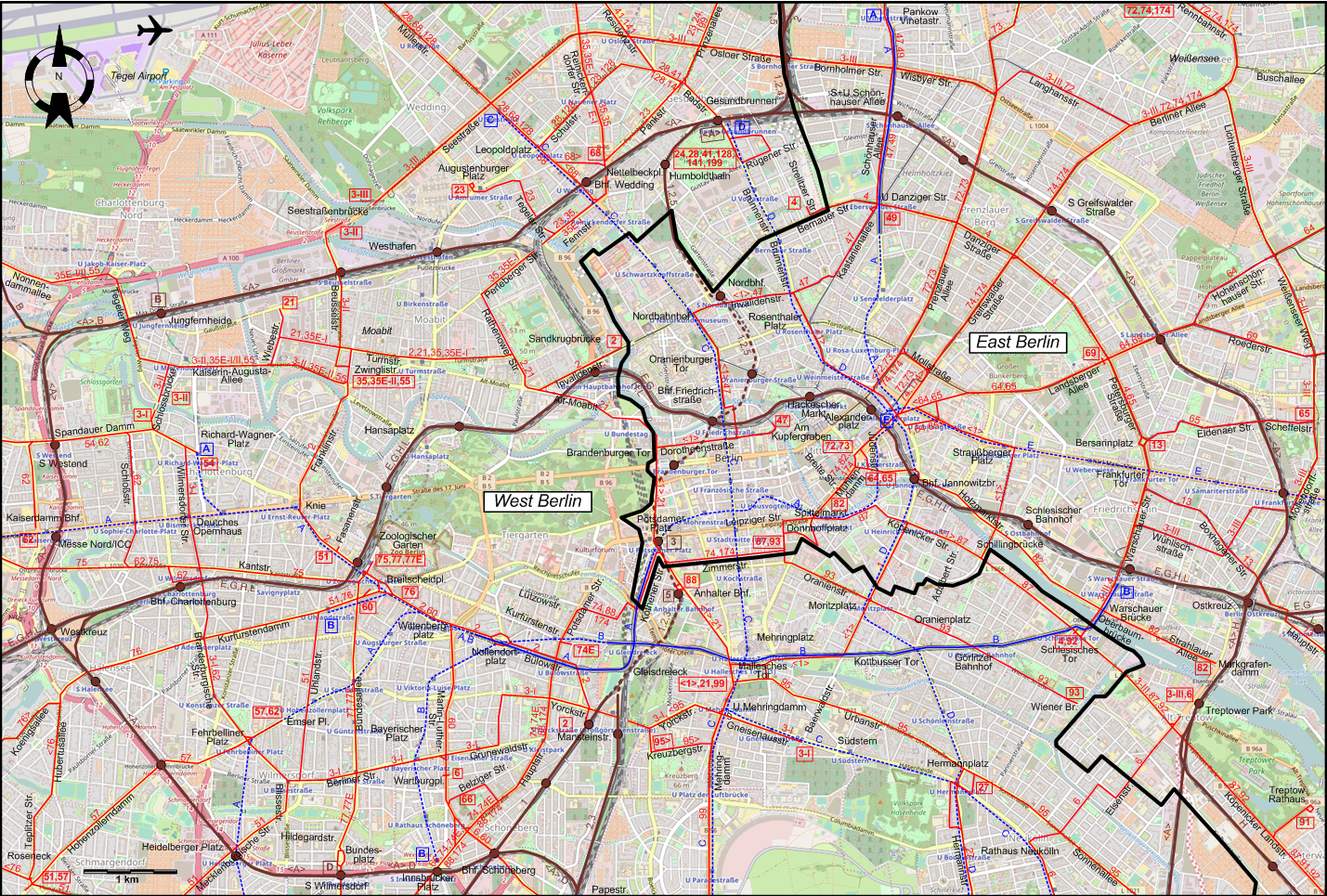 Berlin  1949 central tram map