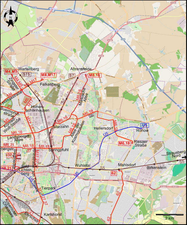 Berlin 2010 eastern northeastern tram map