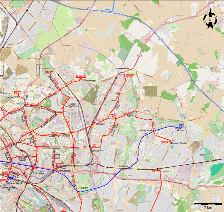 Berlin 2012 eastern northeastern tram map