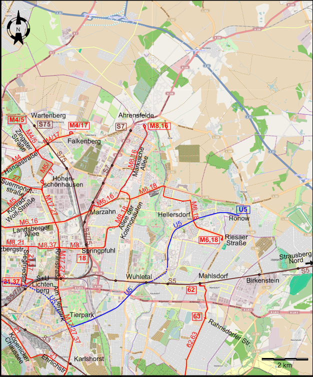 Berlin 2017 eastern northeastern tram map