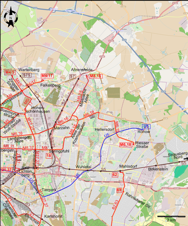 Berlin 2021 eastern northeastern tram map