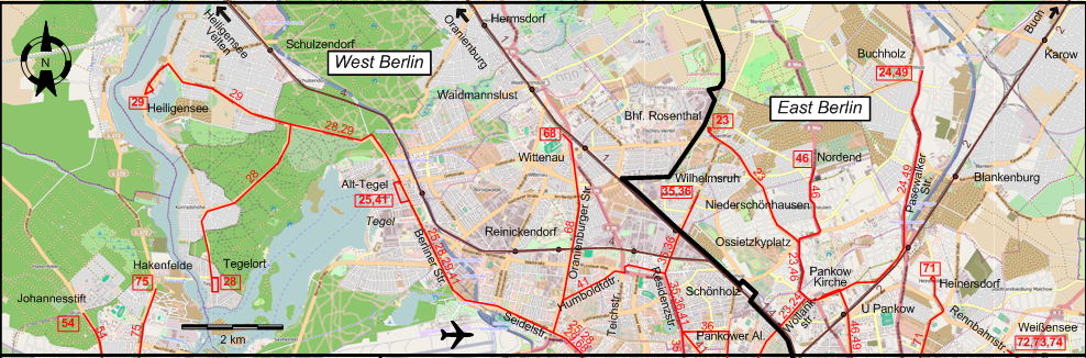 Berlin  1951 northwestern tram map
