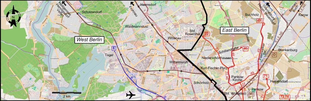 Berlin 1980 northwestern tram map