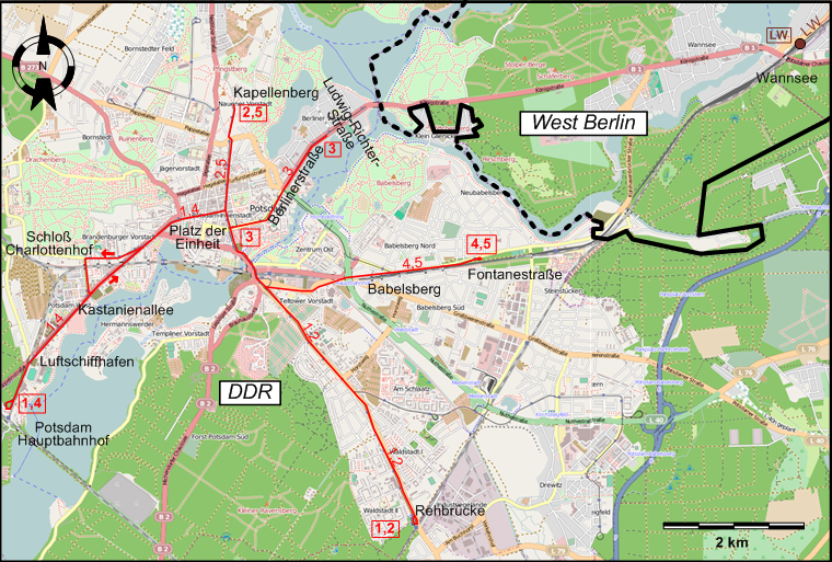 Potsdam 1965 tram map