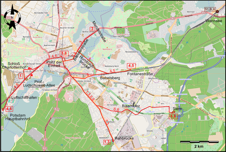 Potsdam 1990 tram map