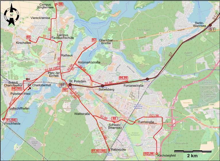 Potsdam 2023 tram map