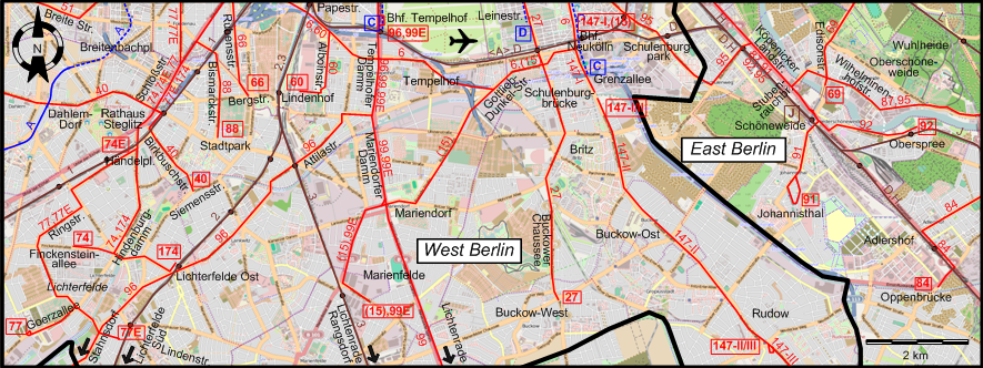 Berlin  1949 southern tram map