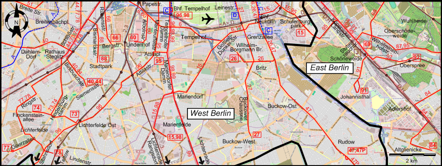 Berlin  1951 southern tram map