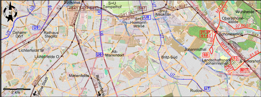 Berlin 2021 southern tram map