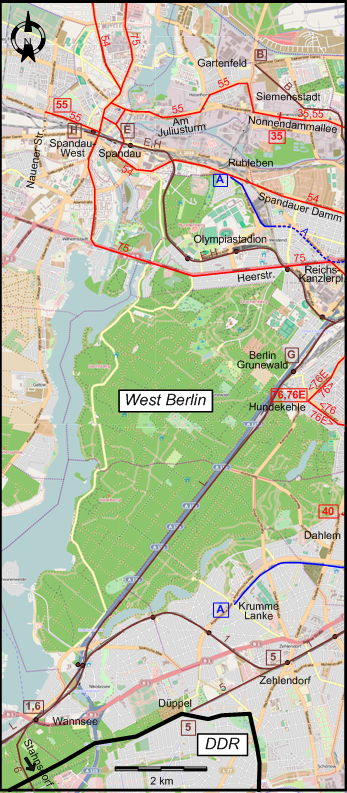 Berlin  1951 southern southwestern tram map