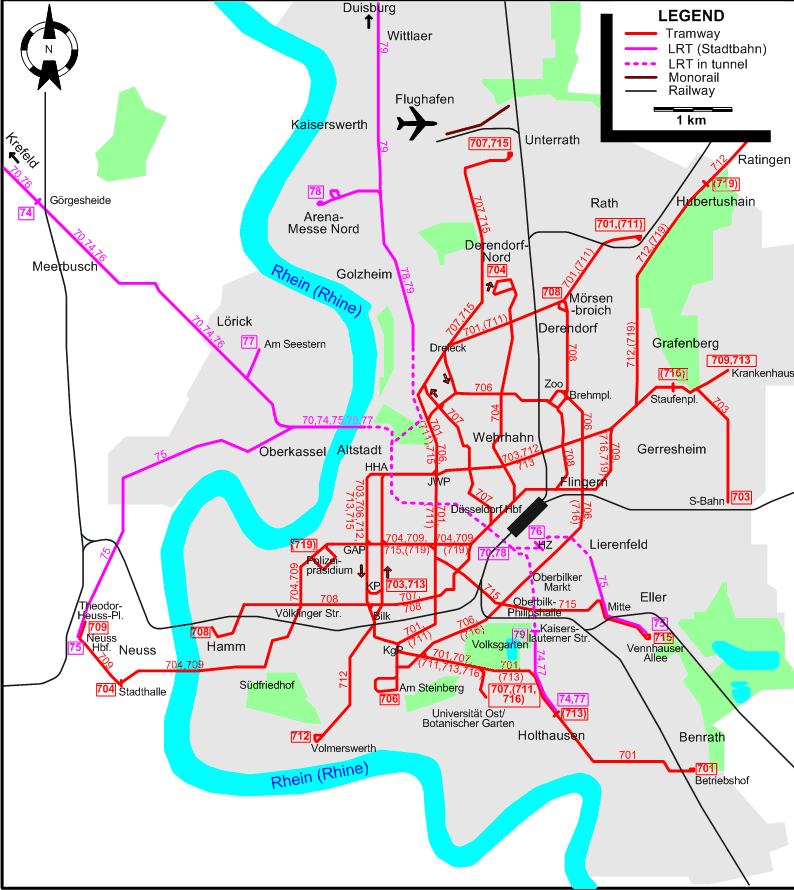 Düsseldorf tram map