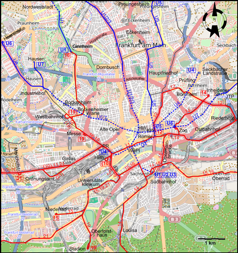 Frankfurt tram map