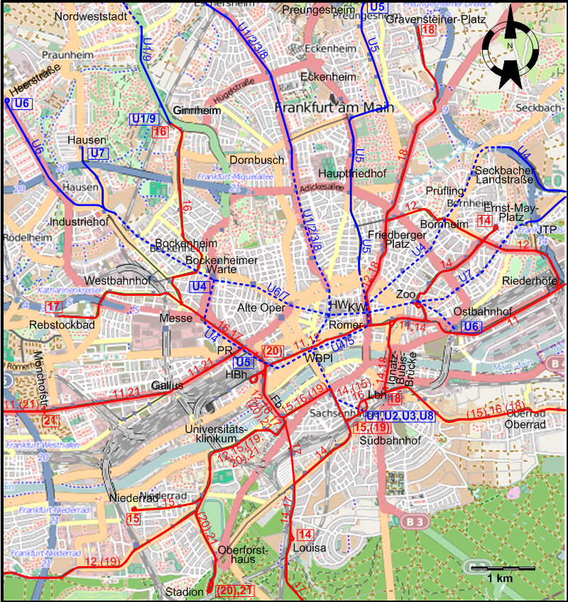 Frankfurt tram map