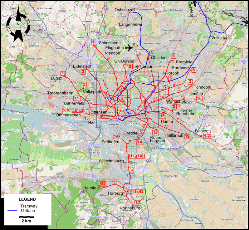Hamburg tram map
