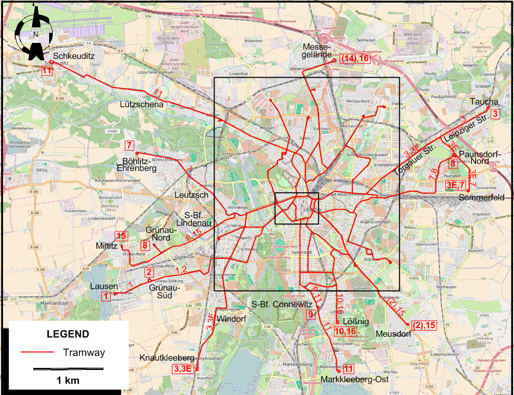Leipzig tram map
