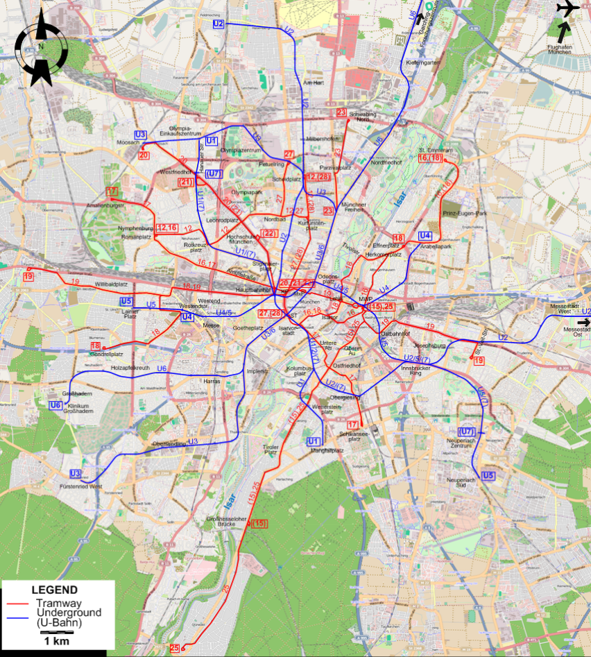 Munich tram map 2012