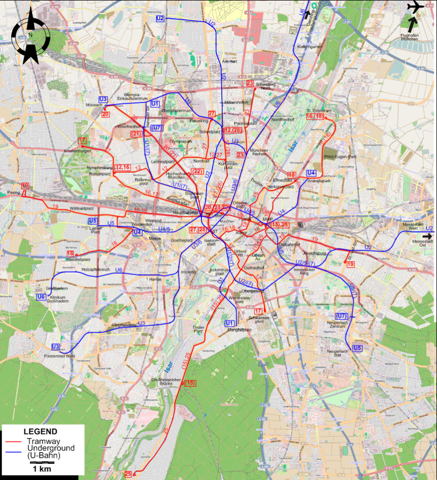 Munich tram map 2013