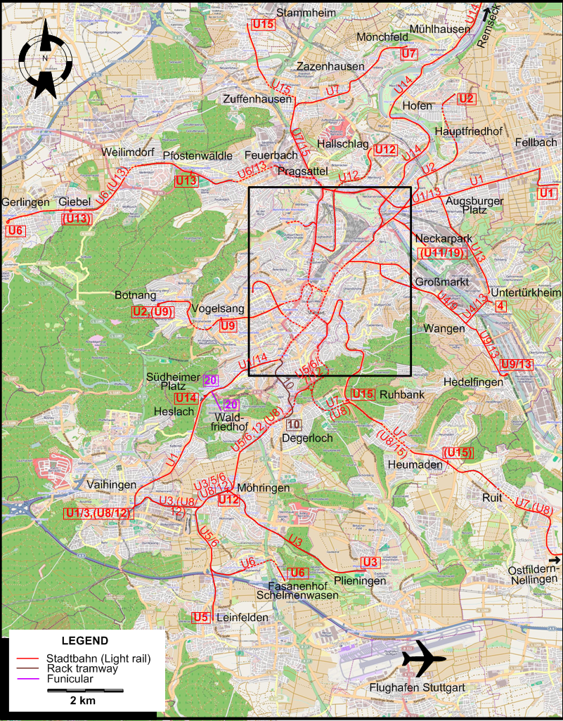 Stuttgart tram map