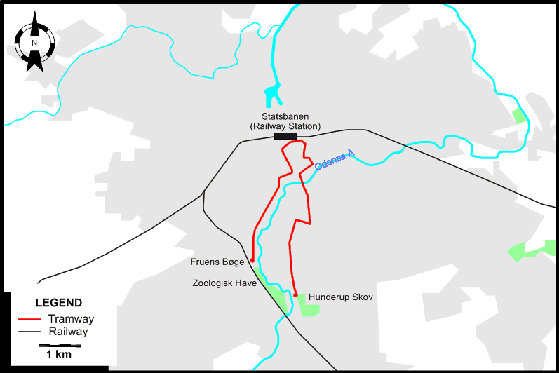 Odense 1952 tram map