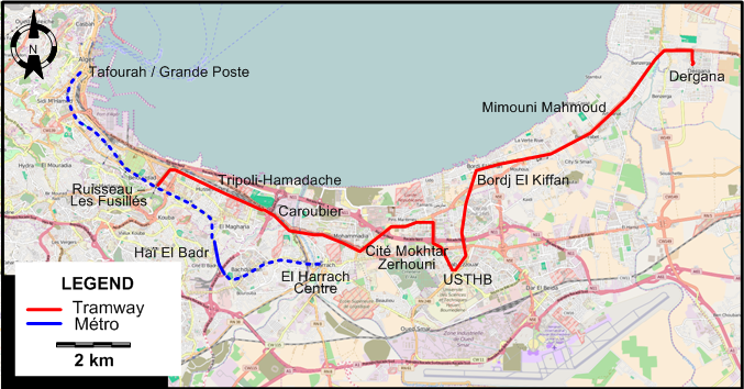 Algiers tram map 2015