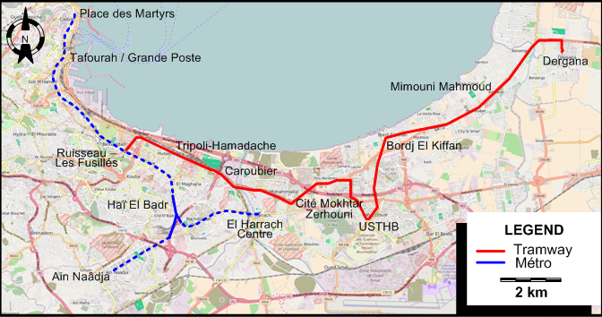 Algiers tram map 2018