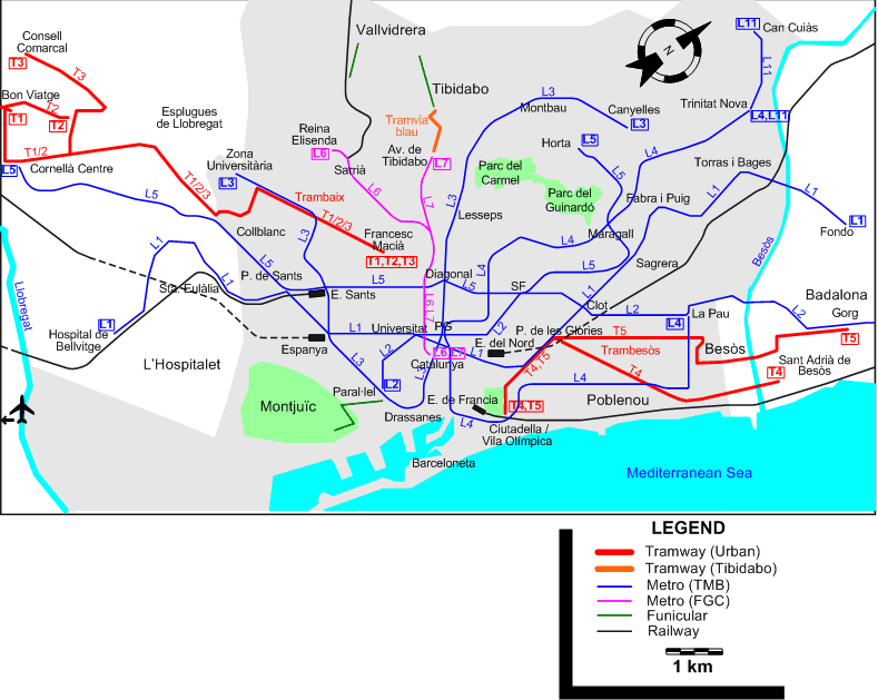Barcelona 2007 tram map