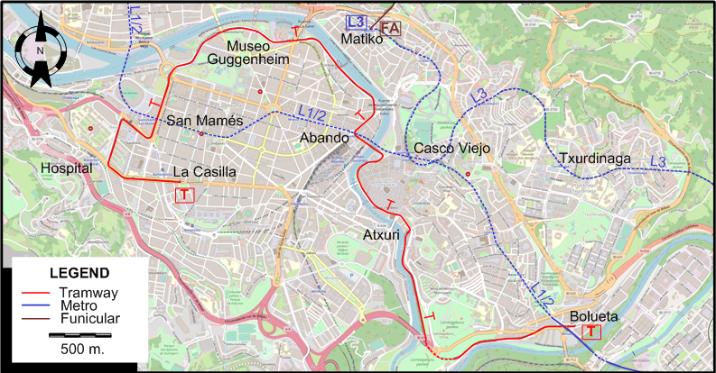 Bilbao 2022 tram map