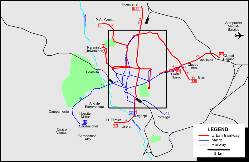 Madrid 1964 tram map