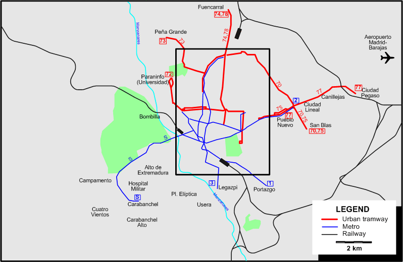 Madrid 1967 tram map