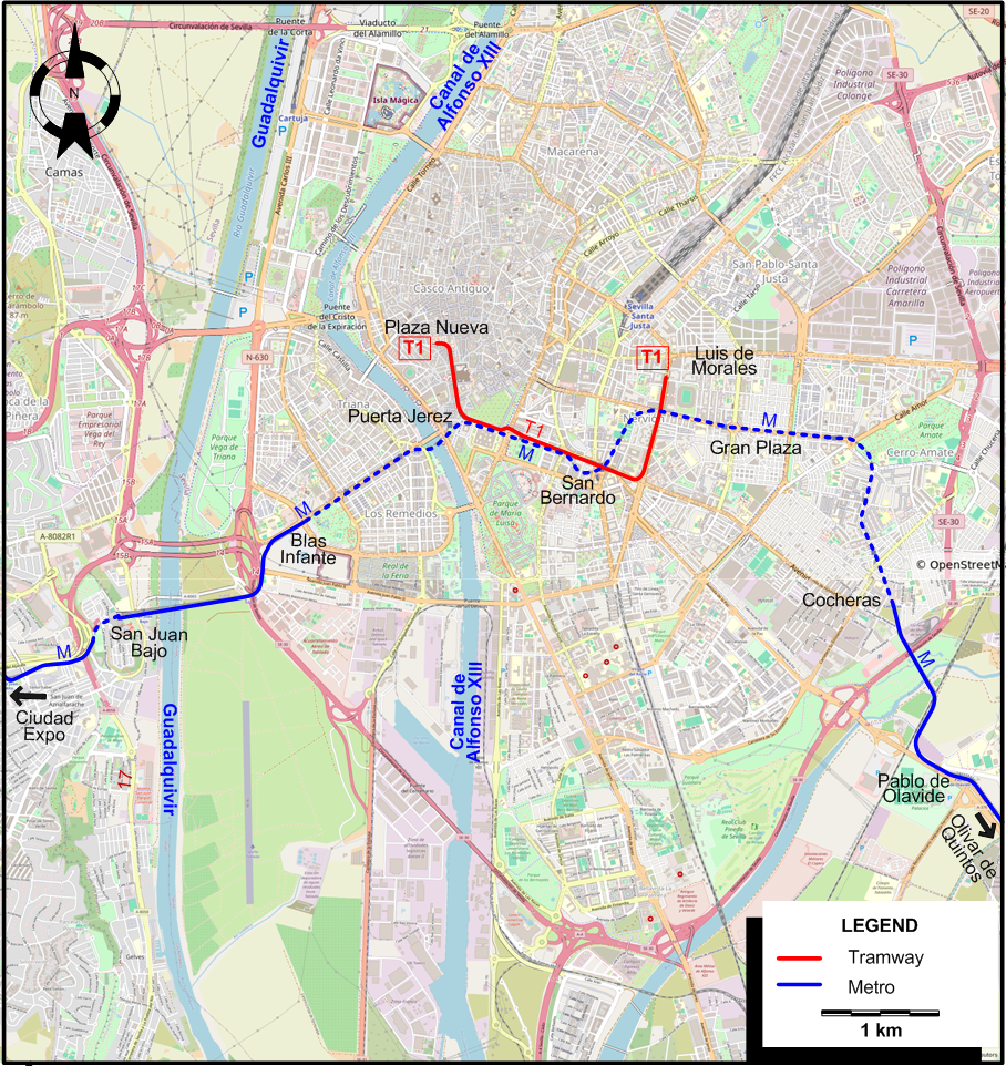 Seville 2024 tram map
