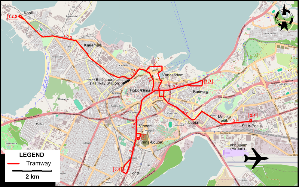 Tallinn tram map 2024