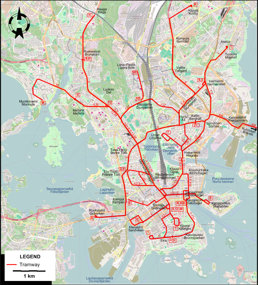 Helsinki tram map 1946