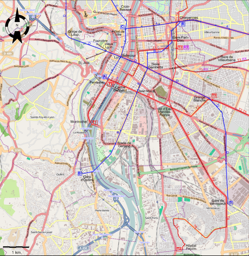 Lyon 2013 tram map