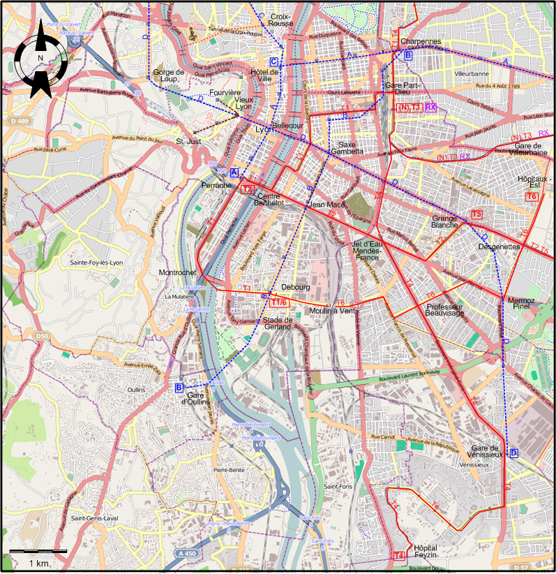 Lyon 2019 tram map