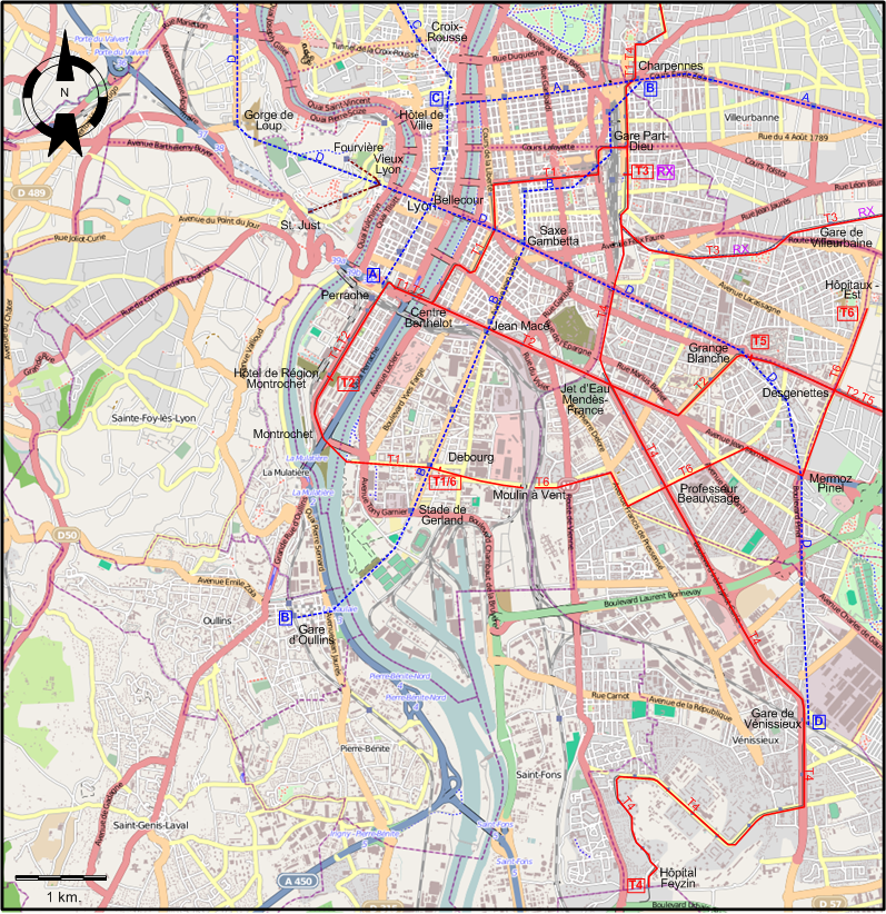 Lyon 2021 tram map