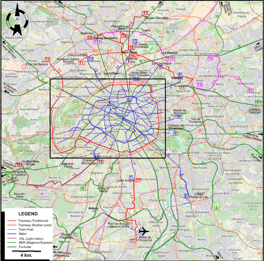Paris tram map 2019