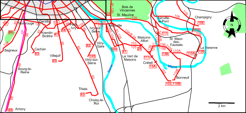 Paris 1926 southern suburbs tram map