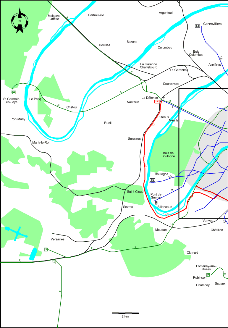 Paris 2009 western suburbs tram map