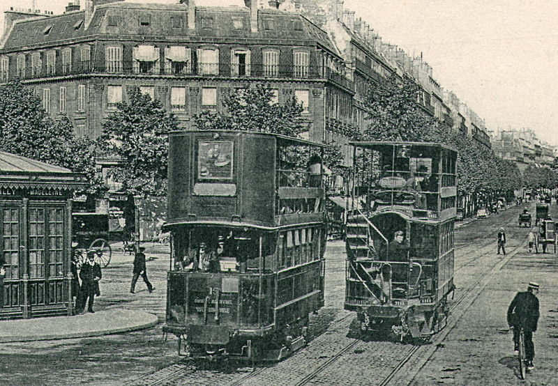 Paris battery-operated tram cars photo