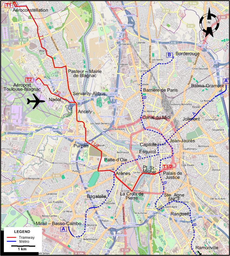 Toulouse 2015 tram map