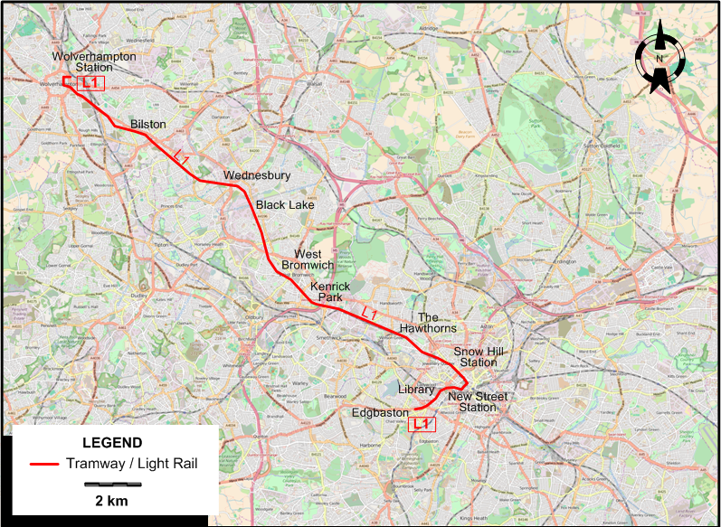Birmingham 2023 tram map