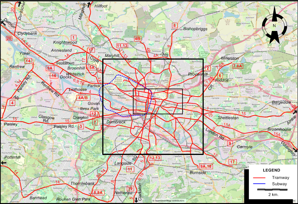 Glasgow 1938 tram map